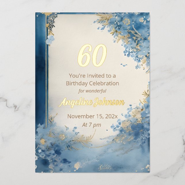 En Aluminium Élégante Invitation Foil 60e anniversaire (Recto)