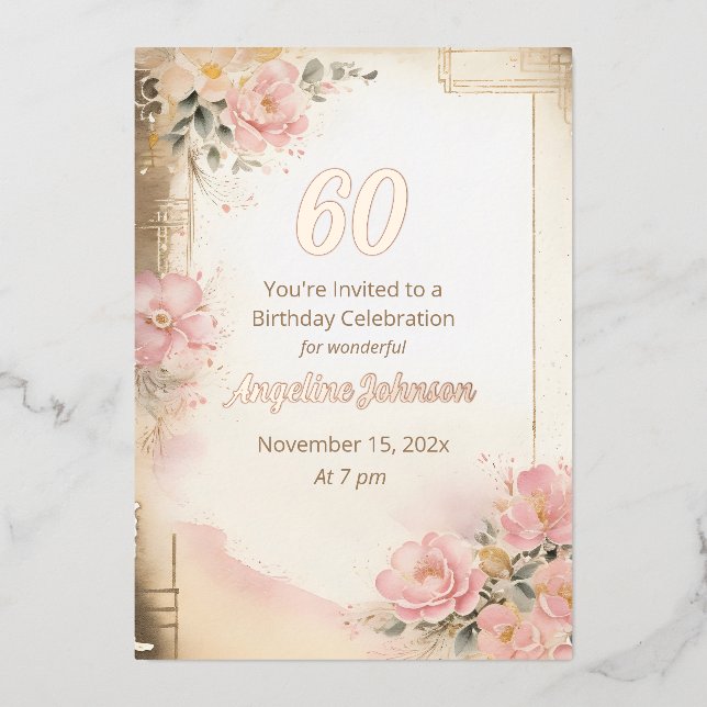 En Aluminium Élégante Invitation Foil 60e anniversaire (Recto)