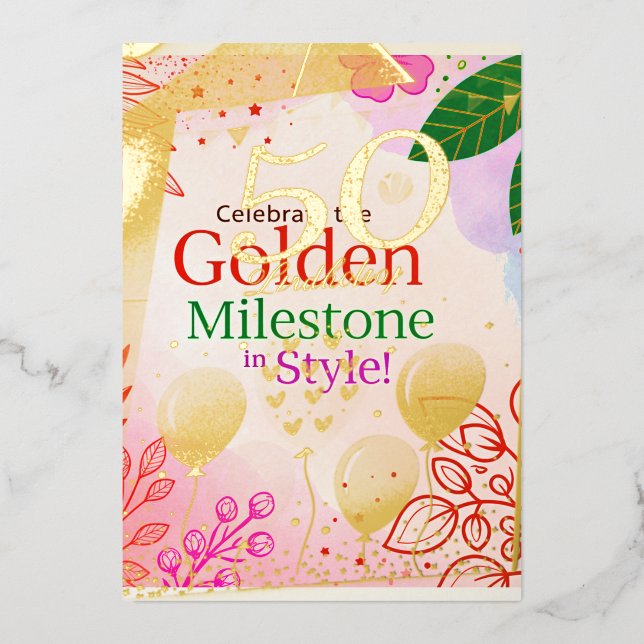 En Aluminium Élégante invitation numérique 50e anniversaire (Recto)