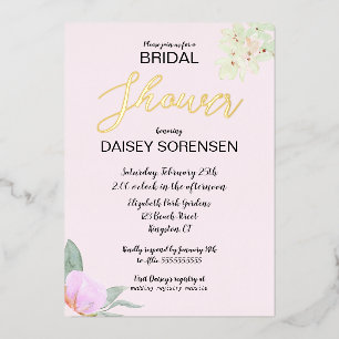 En Aluminium Élégante mariée rose et or Foil Invitation de douc