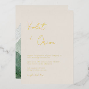 En Aluminium Elégante Montagnes Mariage Gold Foil Invitation