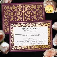 Épée dorée médiévale mauve Invitation de mariage r