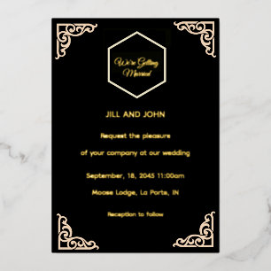 En Aluminium Faire-Faire Invitation de Mariage Noir et Or