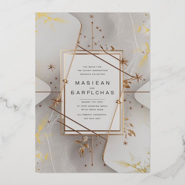 En Aluminium Faire invitation de mariage céleste avec fleurs (Recto)