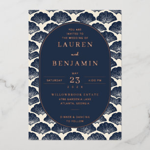 En Aluminium Faire invitation de mariage coquillage bleu marine
