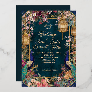 En Aluminium Faire invitation de mariage floral Sakura or éléga