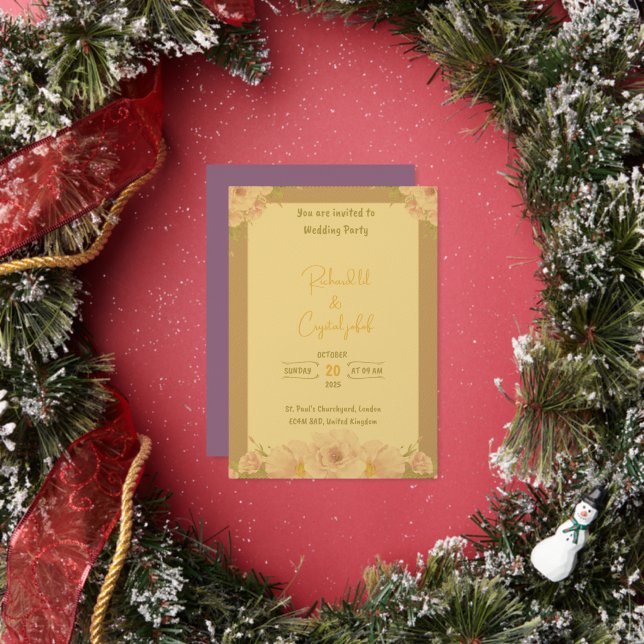 En Aluminium Faire invitation de mariage florale aquarelle rose (Insitu)