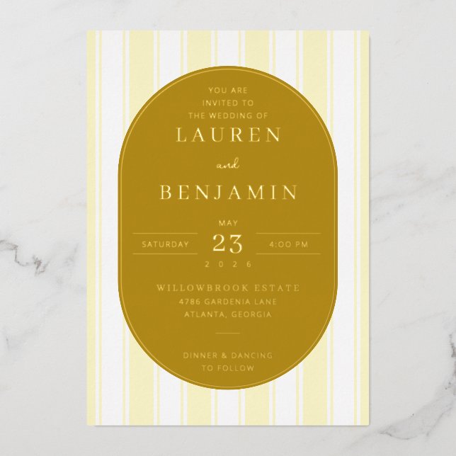 En Aluminium Faire invitation de mariage jaune moutarde (Recto)