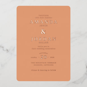 En Aluminium Faire invitation de mariage minimaliste pêche chau