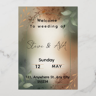 En Aluminium Faire invitation de mariage minimaliste vert