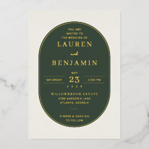 En Aluminium Faire invitation de mariage ovale vert élégant