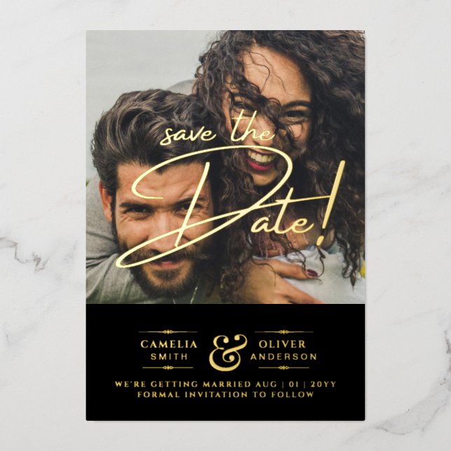 En Aluminium Faire Invitation de Mariage Vert et Or avec QR Cod (Recto)