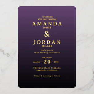 En Aluminium Faire invitation de mariage violet et or
