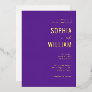 En Aluminium Faire invitation de mariage violet or