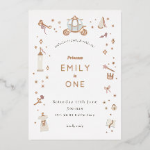 Fairytale Carriage Princess Party Foil Invitation