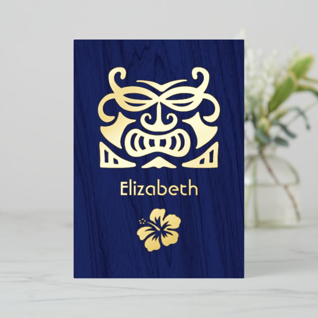 En Aluminium Fête des mariées tropicale rustique Invitation (Debout devant)