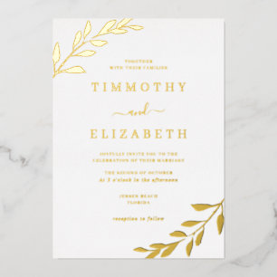 En Aluminium Feuille d'or élégante Mariage Invitation Feuille