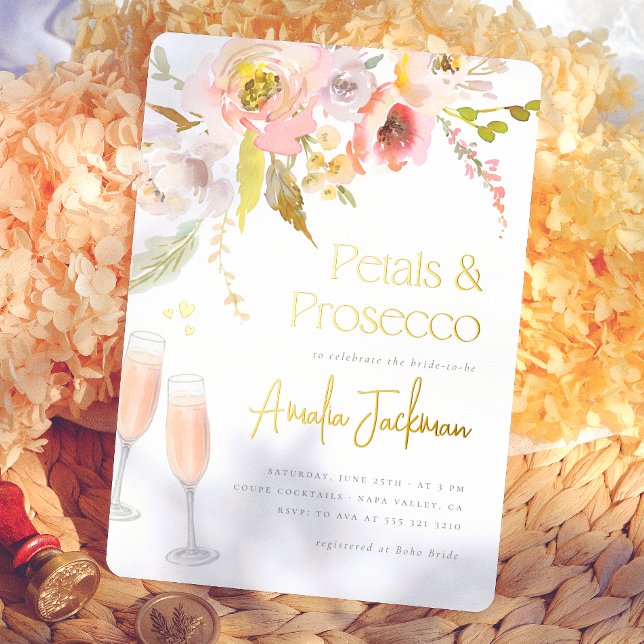 En Aluminium Fleurs et Prosecco Invitation de Fête de Fiançaill (Créateur téléchargé)