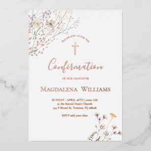 En Aluminium fleurs sauvages Invitation de Confirmation