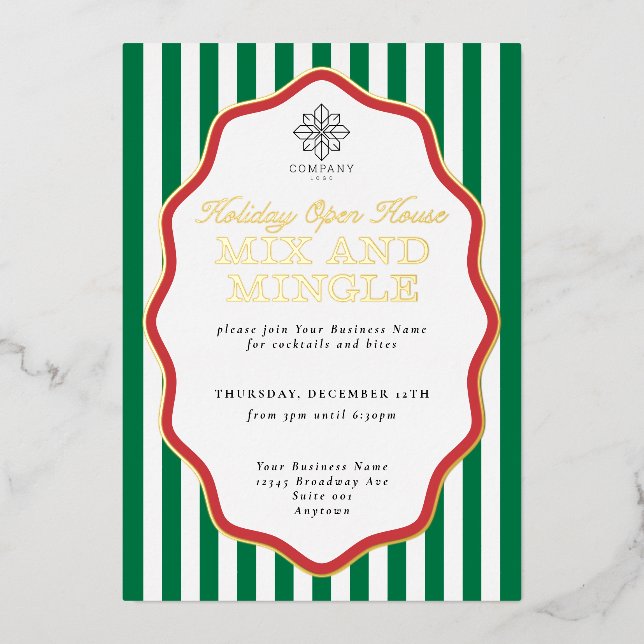 En Aluminium Foil Stripe Wavy Business Fête Invitation (Recto)
