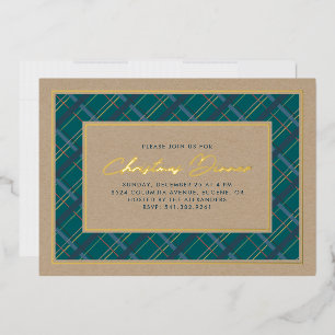En Aluminium Foil Winter Plaid Dîner de Noël Invitation Foil