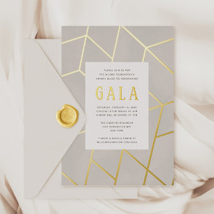 En Aluminium Gala géométrique Creme Gold Foil Invitation