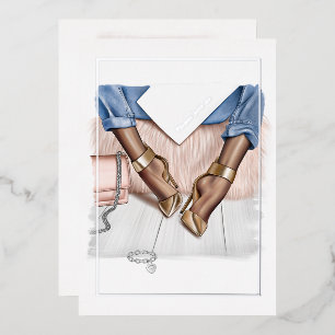 En Aluminium Glam Chic Fashion Show Foil Invitation