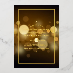 En Aluminium Gold Bokeh Bachelorette Party Foil Invitation