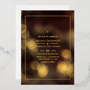 En Aluminium Gold Bokeh Mariage Foil Invitation