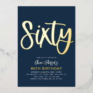 En Aluminium Gold Foil 60e anniversaire Invitation Soixantièm