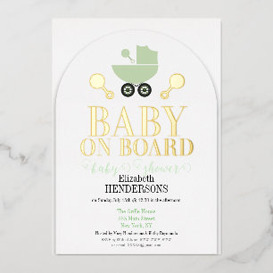 En Aluminium Gold Foil Baby à bord Douche Invitation Invitation