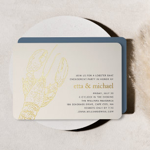 En Aluminium Gold Foil Summer Homard Bake Party Invitation