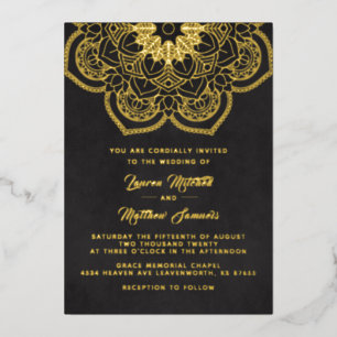 En Aluminium Gold Mandala Mariage Foil Invitation