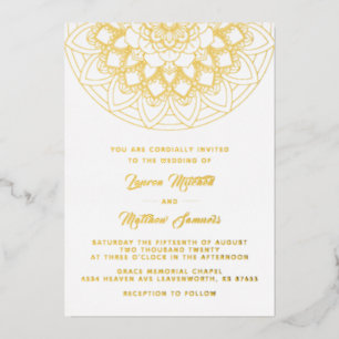 En Aluminium Gold Mandala Mariage Foil Invitation