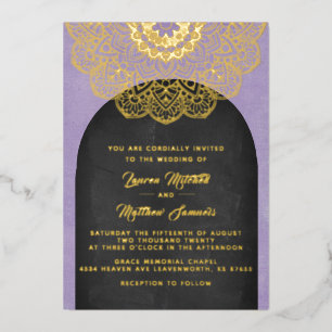 En Aluminium Gold Mandala Mariage Foil Invitation