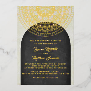 En Aluminium Gold Mandala Mariage Foil Invitation