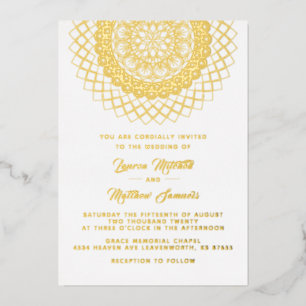 En Aluminium Gold Mandala Mariage Foil Invitation