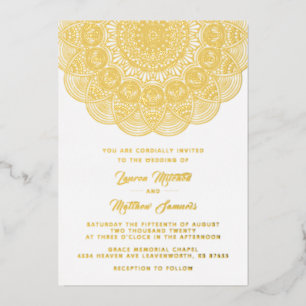 En Aluminium Gold Mandala Mariage Foil Invitation