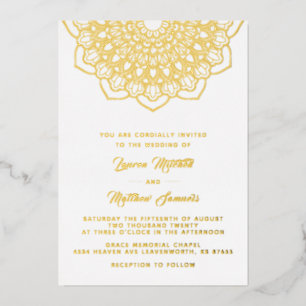 En Aluminium Gold Mandala Mariage Foil Invitation