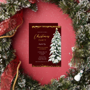 En Aluminium Gold Snow Tree Noël fête Foil Invitation