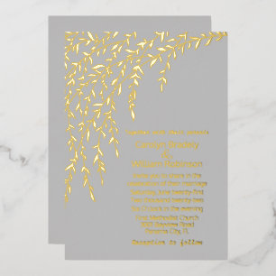 En Aluminium Gold Willows Gris Mariage Foil Invitation