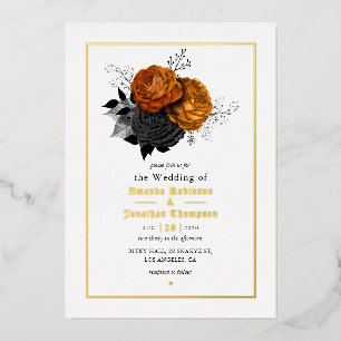 En Aluminium Gothique Grunge Floral Mariage Foil Invitation