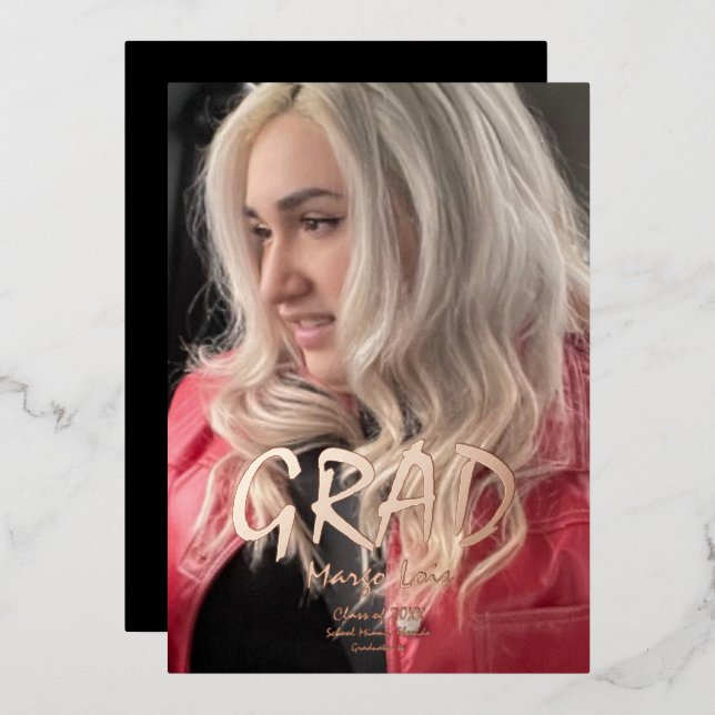 En Aluminium Graduation moderne Photo Pressé Invitation à huile (Recto/Verso)