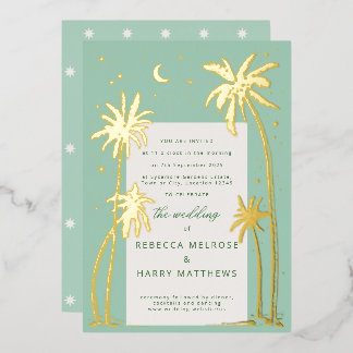En Aluminium Green Palm Springs mariage Foil Invitation