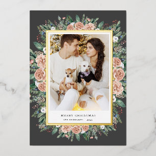 En Aluminium hiver floral photo vacances foin invitation