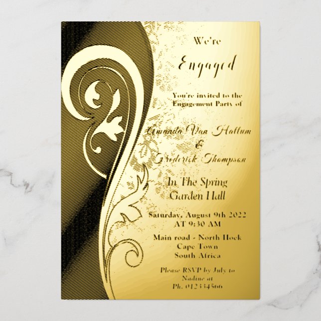 En Aluminium Inspiration Gold Filigree Foil Invitation (Recto)
