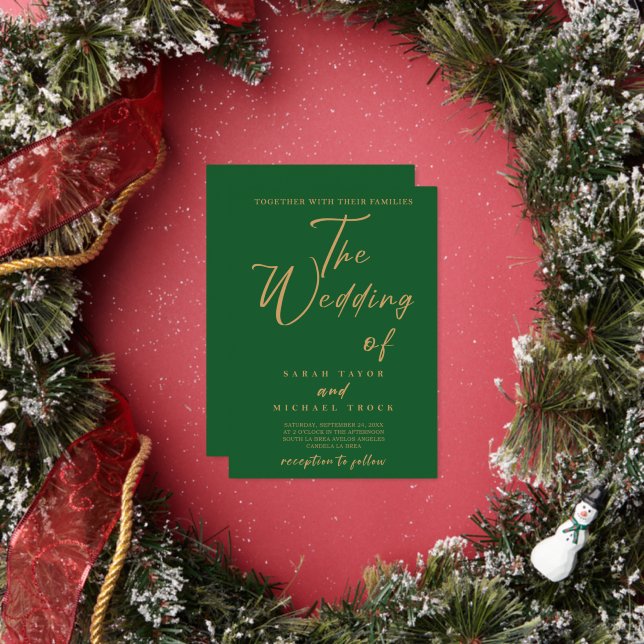 En Aluminium Invitation à la calligraphie or | Royal Green (Insitu)