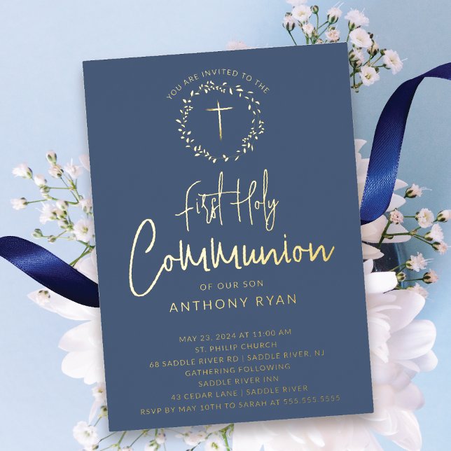 En Aluminium Invitation à la communion des garçons Azure Blessi (Créateur téléchargé)