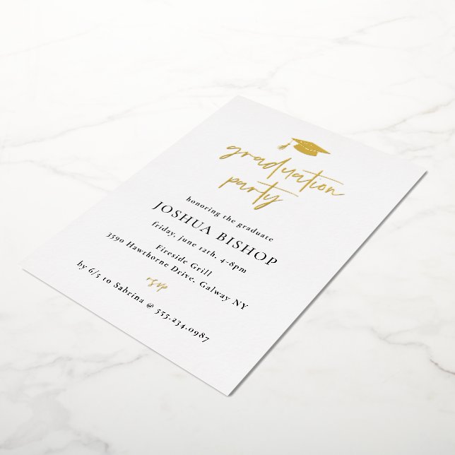 En Aluminium Invitation à la fête de graduation par script Foil (Rotation)