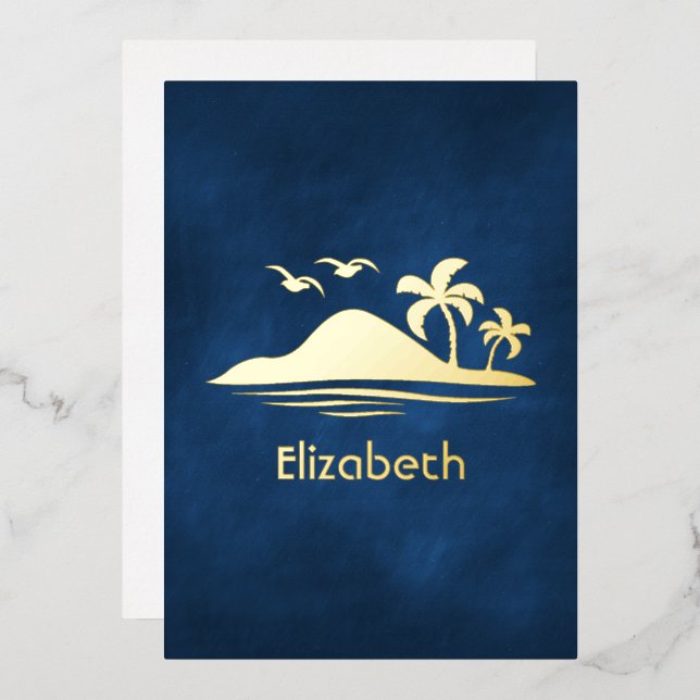 En Aluminium Invitation à la Fête des mariées tropicale (Recto/Verso)